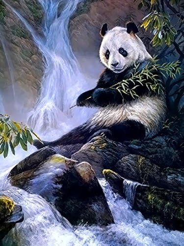 Zhuixing DIY 5D Diamond Painting Kit Full Waterfall Panda Drill Embroidery Rhinestone Cross Stitch Craft Mosaic Cute Animal Picture Wall Decor By Number Kit,Circulardiamond,70*93Cm