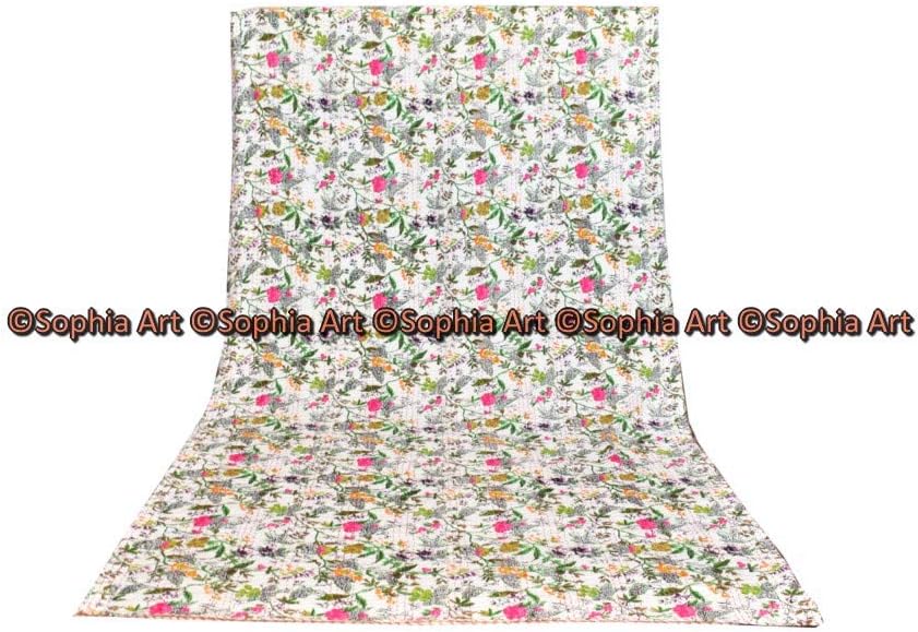 Indian Twin/King Bird of Paradise Print Quilt Kantha Blanket Bed Cover Kantha Bedspread Bohemian Bedding Kantha Blanket Throw