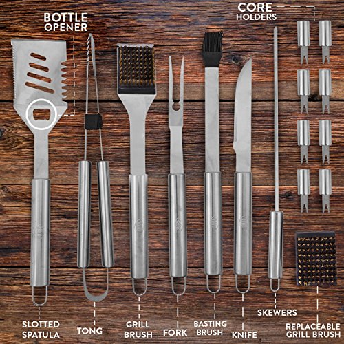 kaluns-BBQ-Grill-set-21-Piece-Utensil-Set-Heavy-Duty-Stainless-Steel-Tools-luxurious-and-essential-tools-for-barbequing-Professional-Grilling-Accessories-for-the-Expert-Complete-Outdoor-Kit