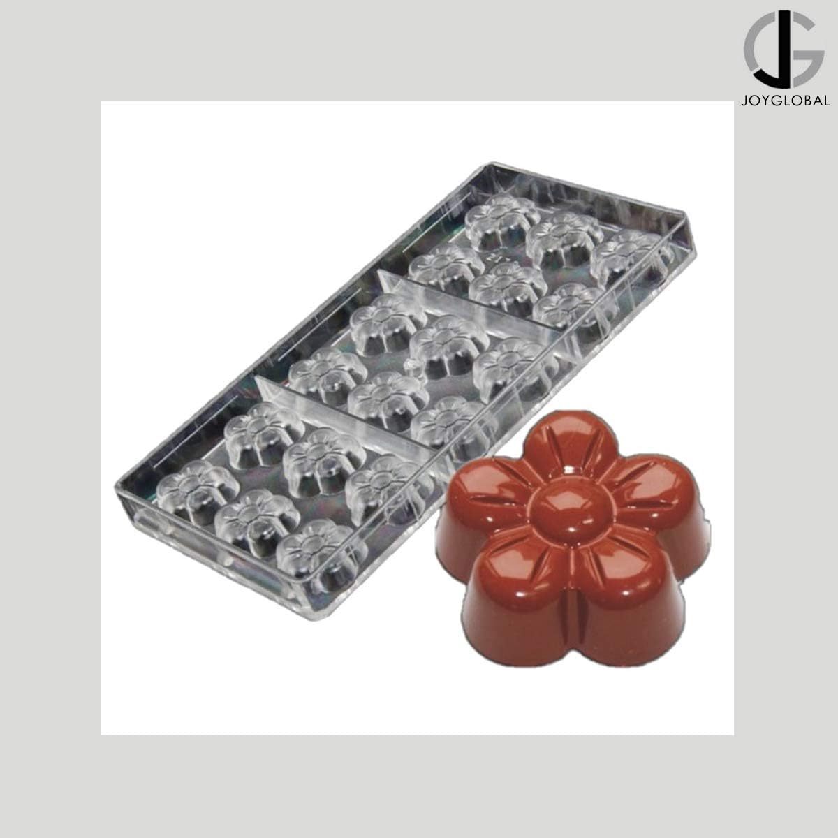 JoyGlobal 18 Cavity Professional Polycarbonate Chocolate Candy Jelly Mould (Chocolate Weight Approx 11-12 Grams)