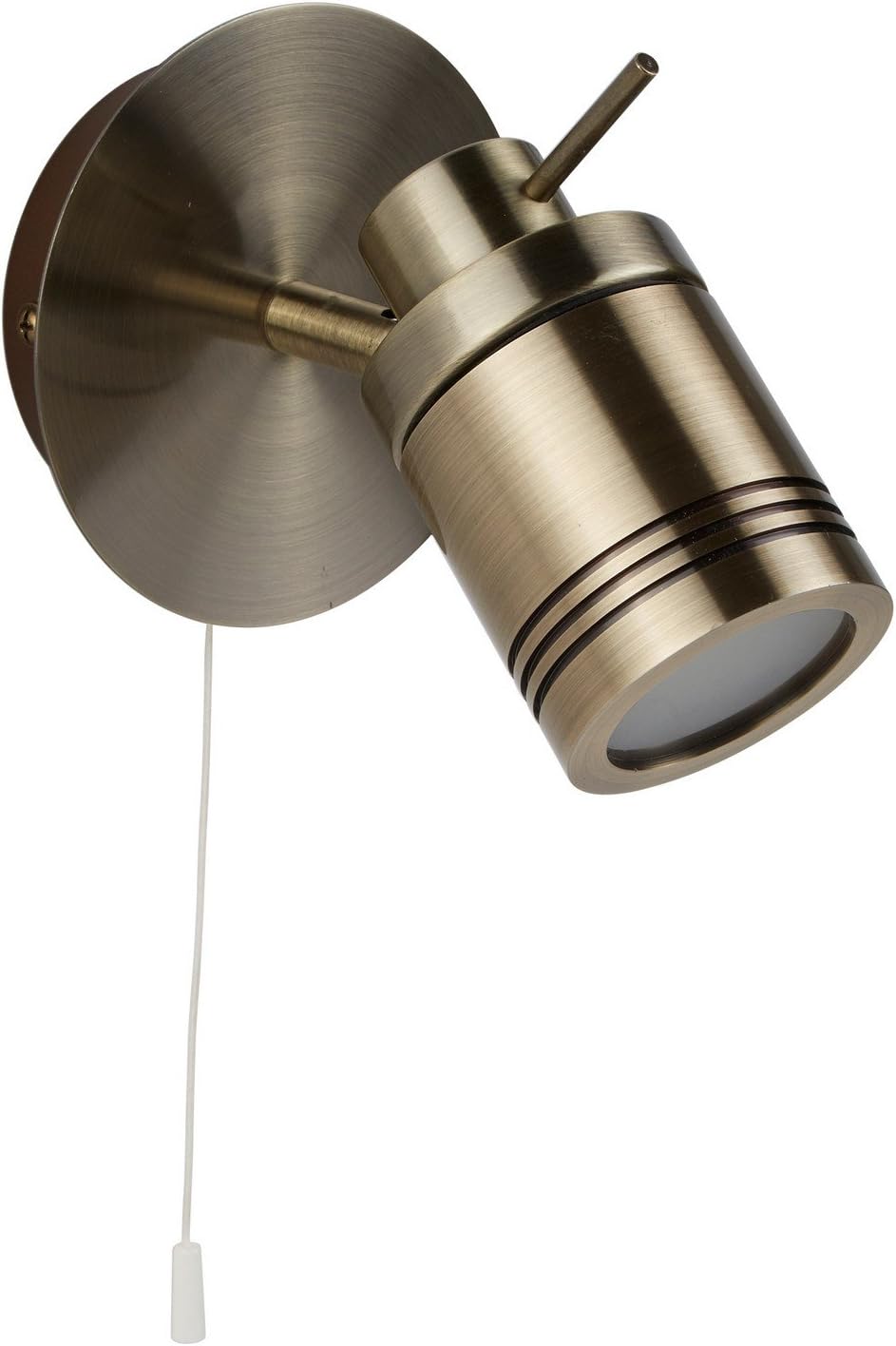 Searchlight 6601AB Samson One Light Wall Spotlight in Antique Brass - Image 3