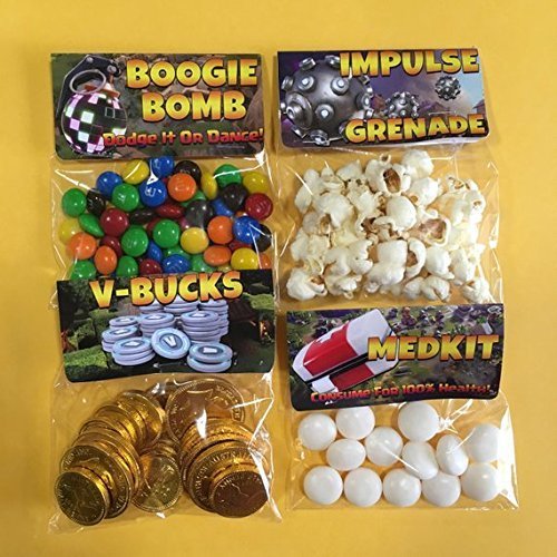 12 treat labels, Impulse Grenade, Boogie Bomb, V-Bucks, Medkit, bag labels, party favors,party decoration, Fortnite Birthday Party Favors