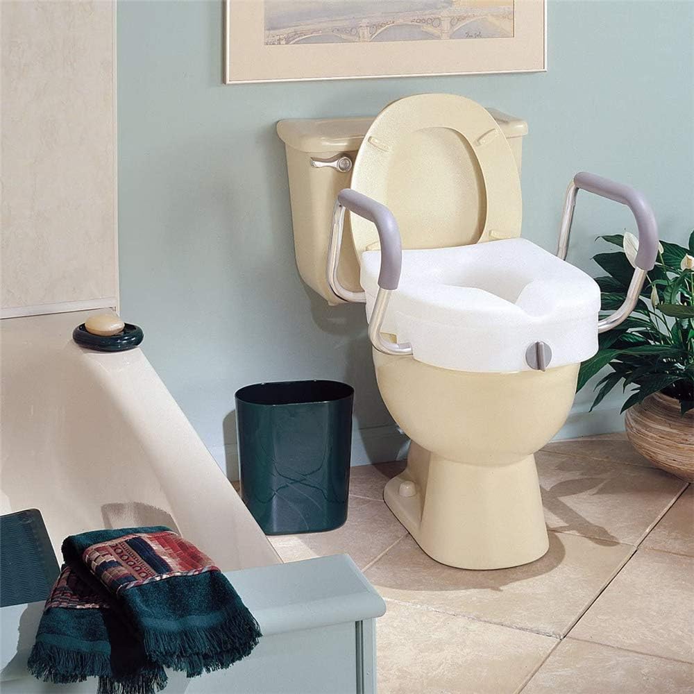 Elevated Plastic Toilet Seat, Raised Toilet Seat with Handles, Ergonomic Design, Durable and Easy to Use - for The Elderly, The Disabled, Pregnant Women: Home & Kitchen