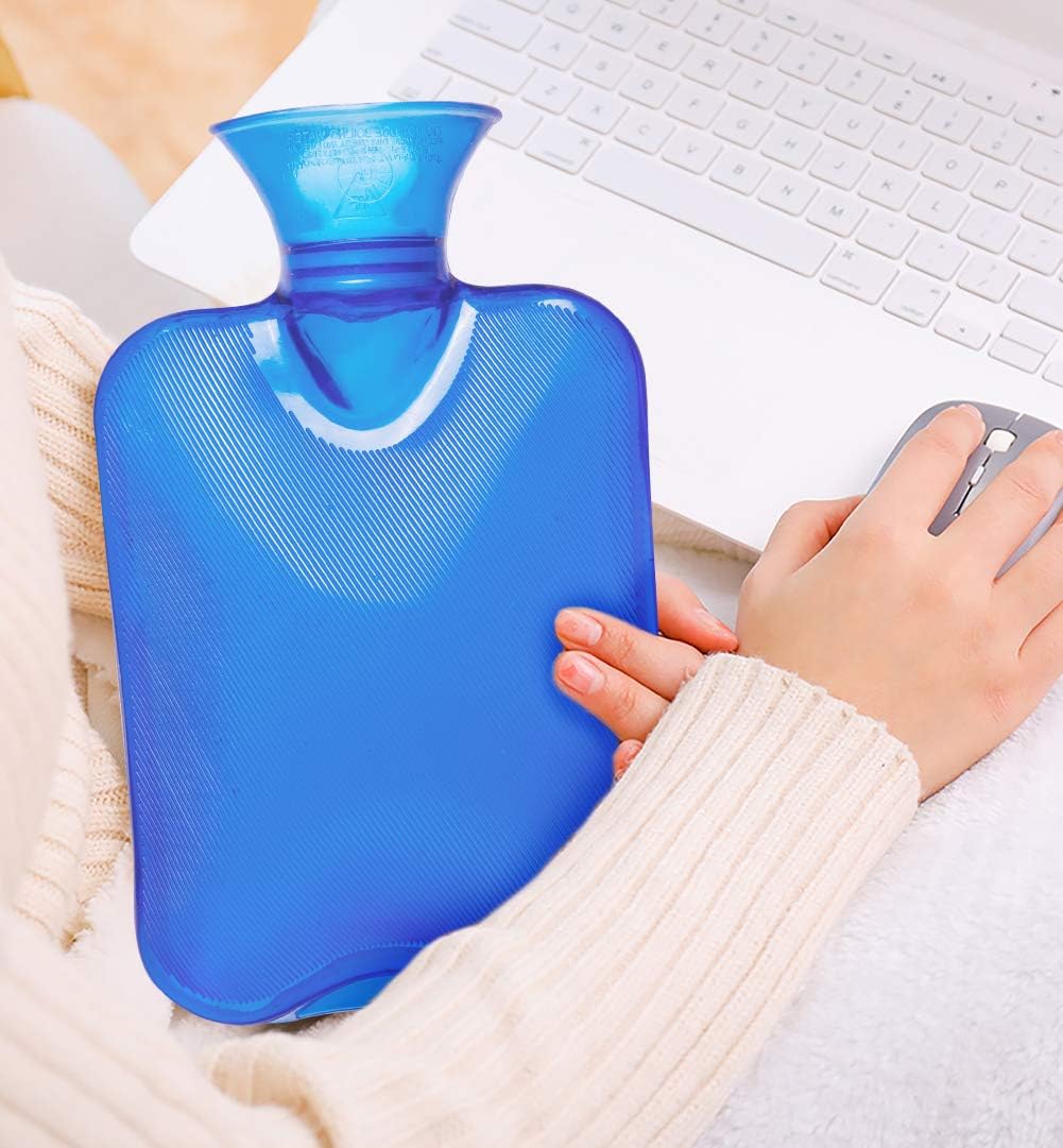 Attmu 3 Pack Classic Rubber Transparent Hot Water Bottles for 3 Different Sizes, 2 Liter, 1 Liter and 0.5 Liter - Blue: Health & Personal Care