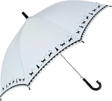 Amazon １０５ｃｍくらいまでのお子様に最適 黒ネコ裾柄 かわいい ４５ｃｍ ジャンプ傘 子供用傘 サックス オカモト原宿店 折りたたみ傘 通販