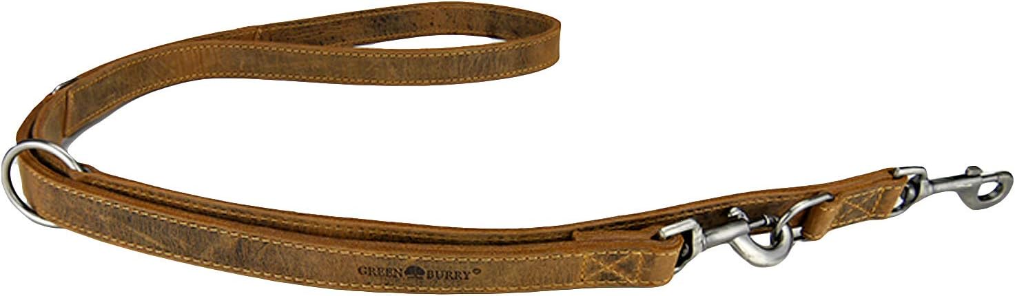 Greenburry Vintage 1602-25 Leather Dog Leash, Dog Chain for Walking, braun, Groß