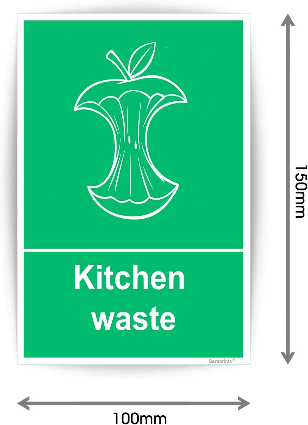 Pack of 2 Food Waste Sticker Self Adhesive (150 x 100 mm) Waterproof Kitchen Bin Stickers, Green - Image 4