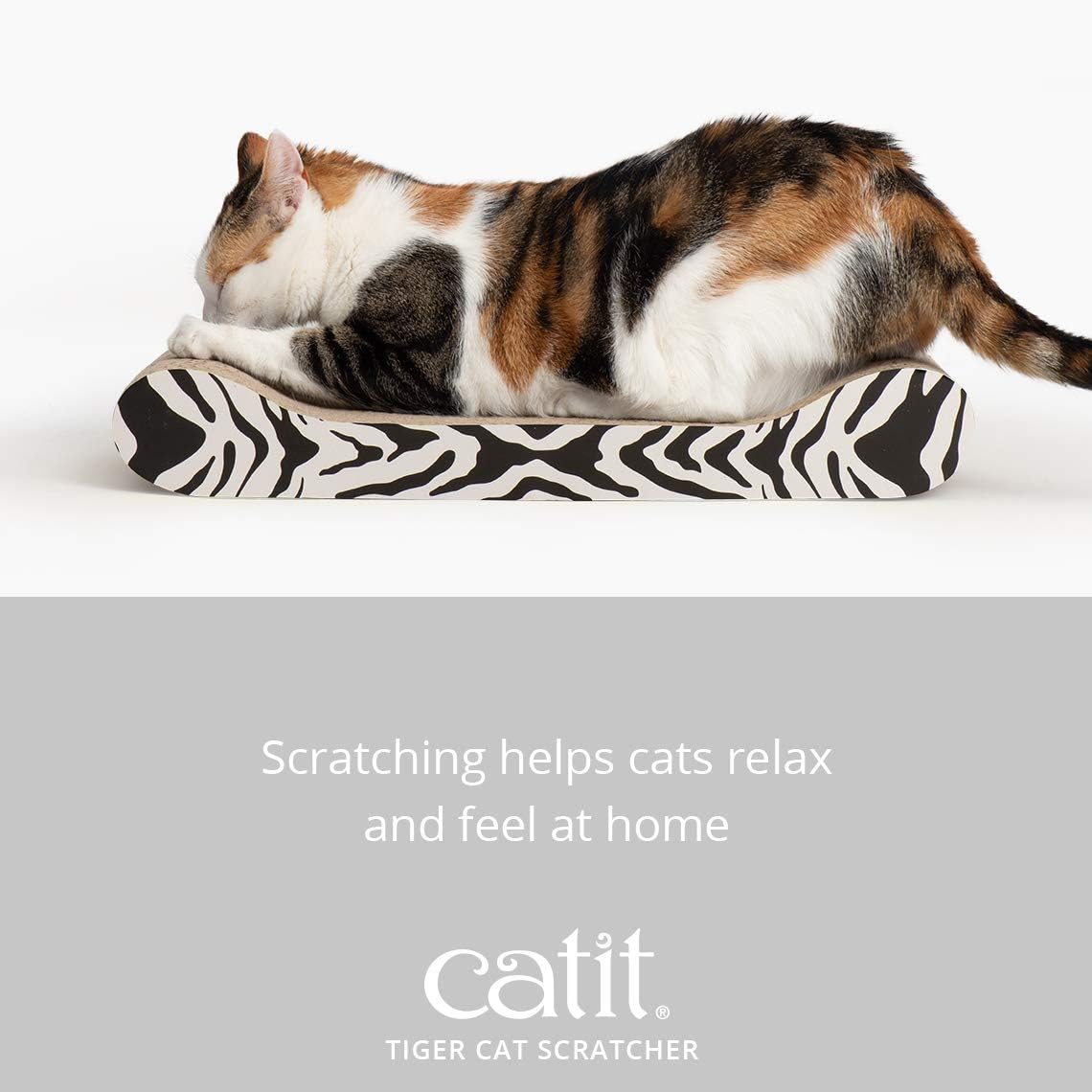 Catit Cat Scratcher with Catnip, Tiger Print Lounge, 52420, Black : Scratching Pads : Pet Supplies