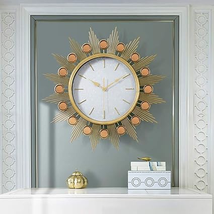 ETH Nórdico Moderno Dorado Redondo En Forma De Sol Reloj De Pared Sala