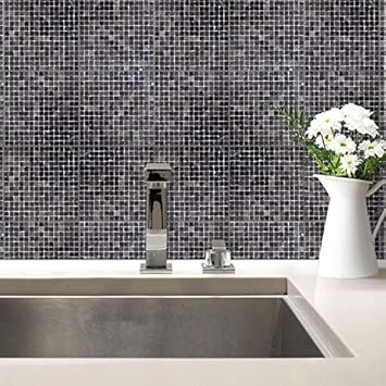 Fliesenaufkleber Mosaik 03 Fliesen Fliesensticker Aufkleber Deko Bad Kuche Schwarz Grau Kacheln Wall Art 15x20 Cm 20 Er Set Amazon De Baumarkt