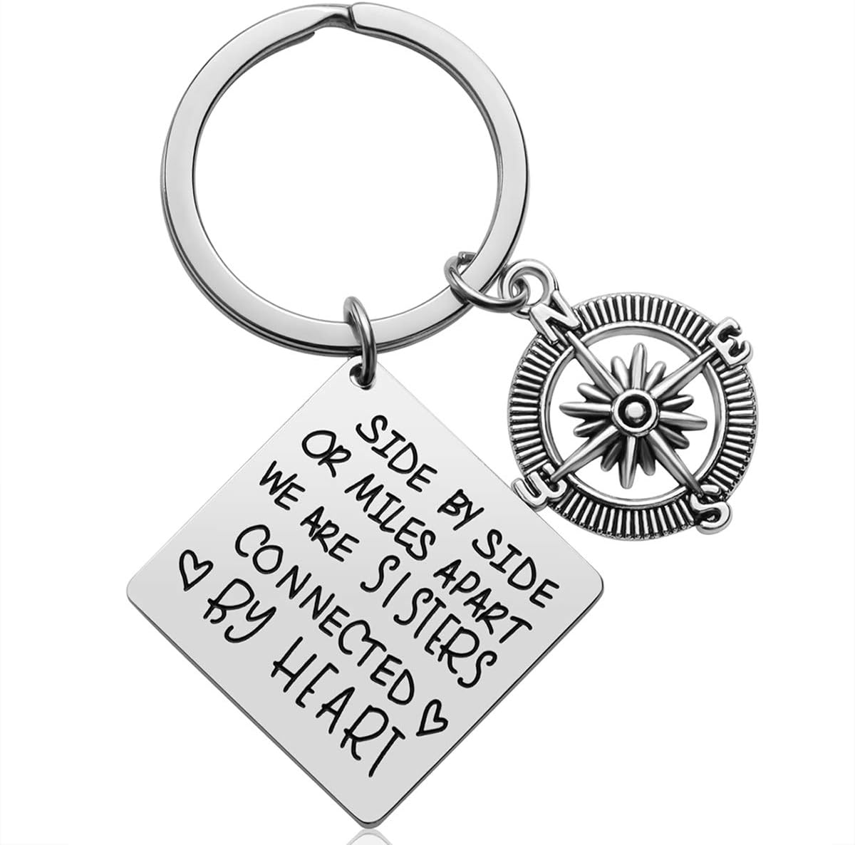 Sister Gift from Sister - Side by Side or Miles Apart Sisters are Always Close at Heart Sister Keychain Sister Jewelry Christmas Birthday Gifts for Sisters