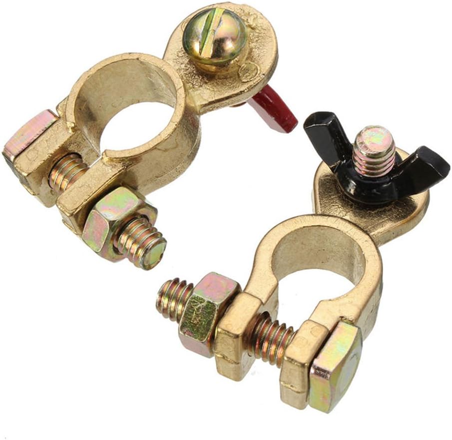 TOTOONE 1 Pair Positive & Nagative Car Battery Terminal Clamp Clip Brass Connector BT1105: Sports & Outdoors