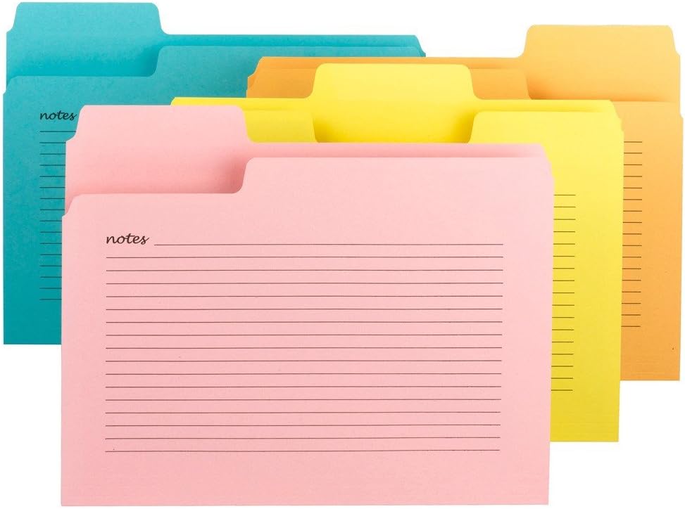 Smead SuperTab Notes Folder, Oversized 1/3-Cut Tabs, Letter Size, Assorted Colors, 12 per Pack (11650) : Office Products