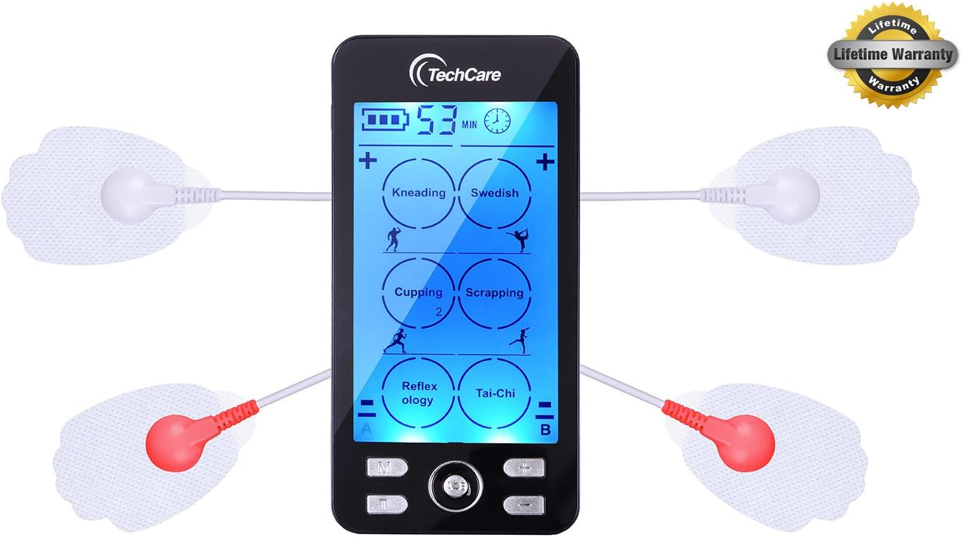 [Lifetime Warranty] TechCare Plus 24 Modes Tens Unit Massager Rechargeable Unit Electric Complete Set + Fat Burner Belt + Reflexology Shoes Back Neck Pain: Health & Personal Care