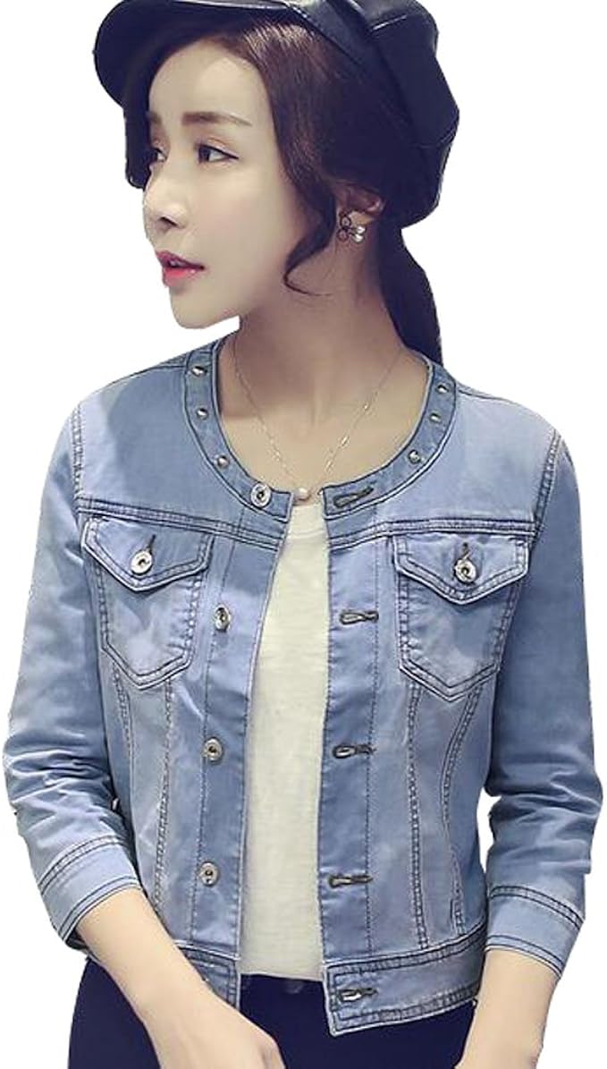 round neck denim jacket