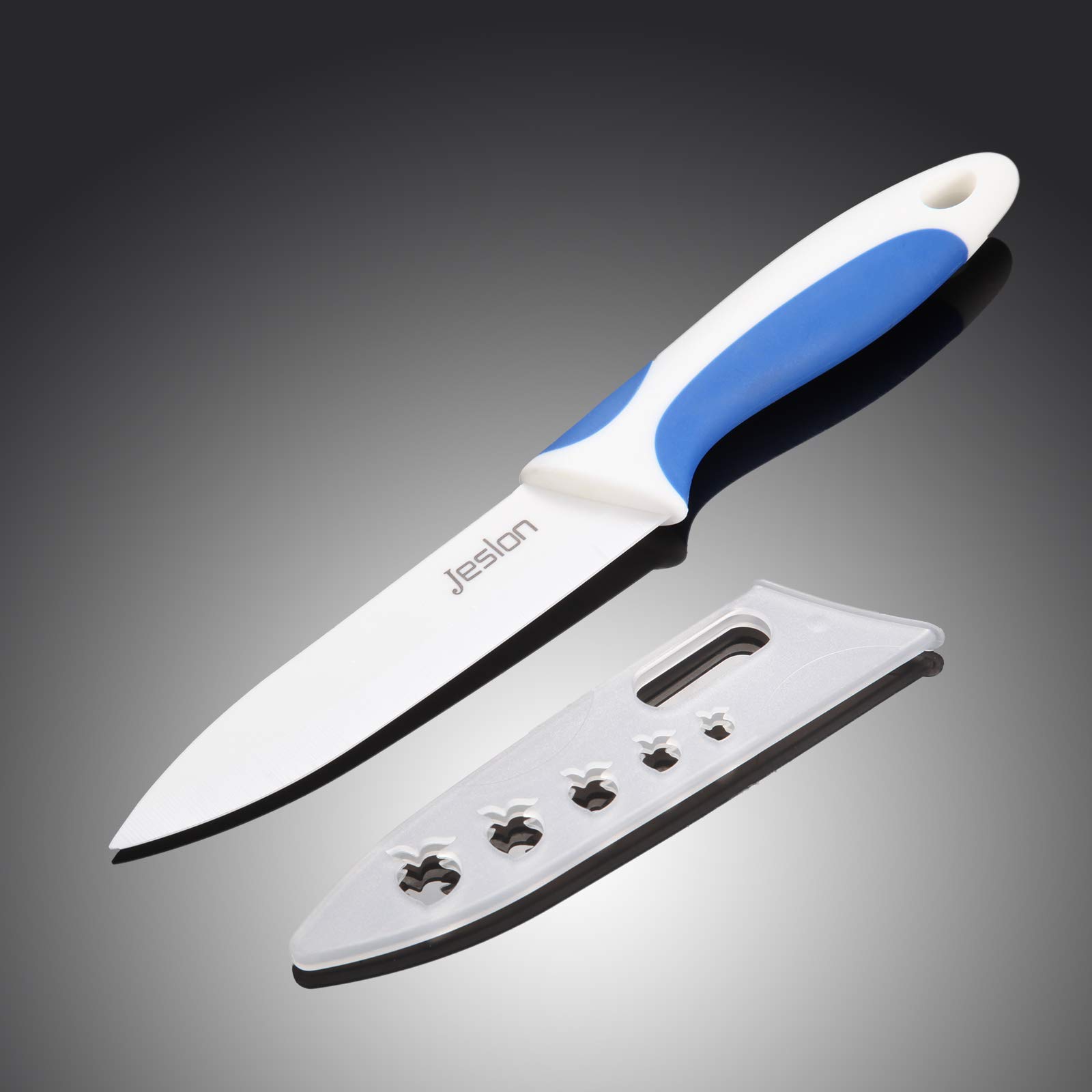 Jeslon Chef Knives Set, 4 Piece Multi Color Ceramic Knives, 3inch Paring Knife, 4inch Fruit Knife, 5inch Utility Knife, 6inch Chef Knife