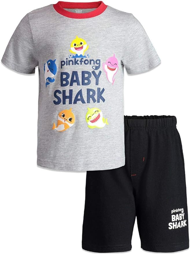 Baby Shark Toddler Boys' 2 Piece Short Set (Black, 3T