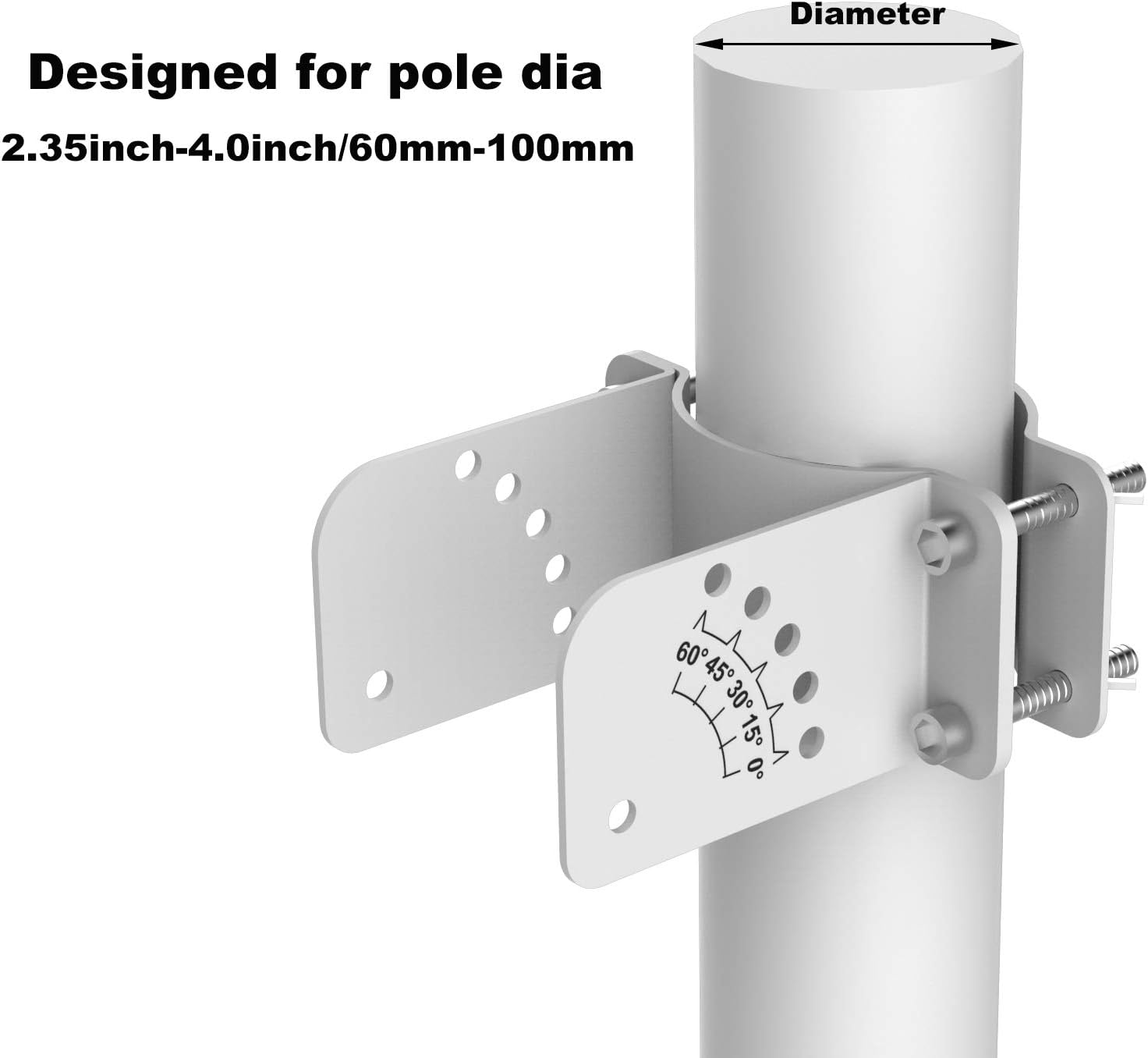 SUNER POWER Adjustable Pole Mounting Bracket Rack Kit for 50W Solar Panel - Fit Pole Dia 2.35-4.0 Inch / 60mm - 100mm: Garden & Outdoor