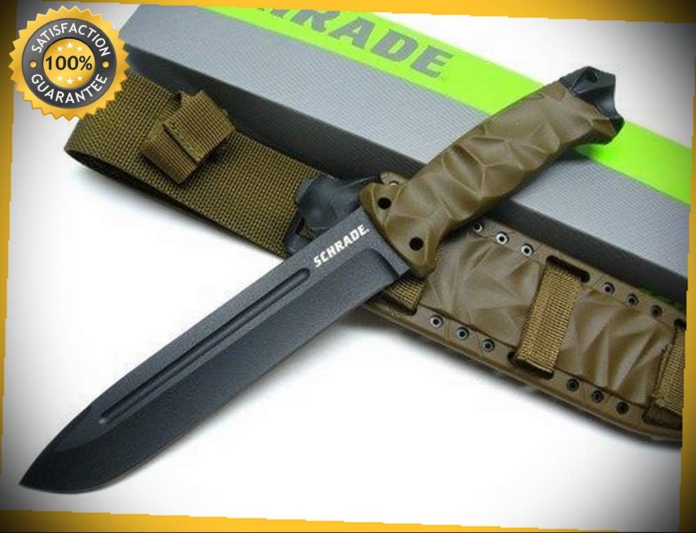 Brown Straight Large Full Tang Survival Sharp Knife with Stone with Sheath SCHF40LD perfect for outdoor camping hunting