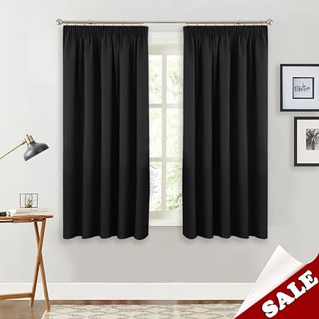 Pony Dance Bedroom Blackout Curtains Black Pencil Pleat Curtains
