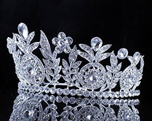 Janefashions FLORAL CLEAR AUSTRIAN CRYSTAL RHINESTONE HAIR TIARA CROWN WEDDING T12155 SILVER OR GOLD (SILVER)