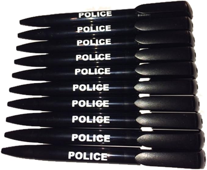 Police Pens with Retractable Ball Point, Pack of 20, Black Pen with