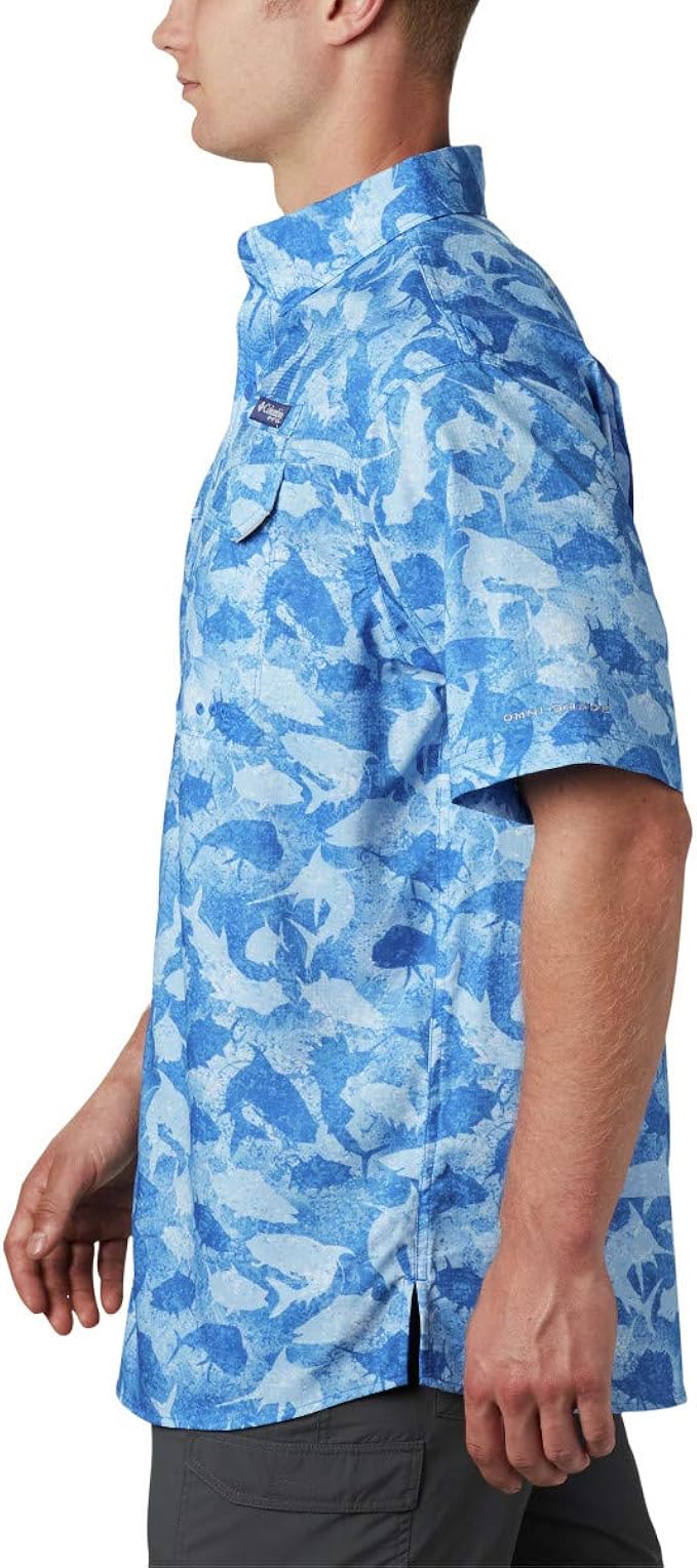Columbia 哥伦比亚 Super Low Drag PFG钓鱼系列 透气速干排汗 UPF40防晒 男式印花短袖衬衫 S码3.2折.33 海淘转运到手约￥152