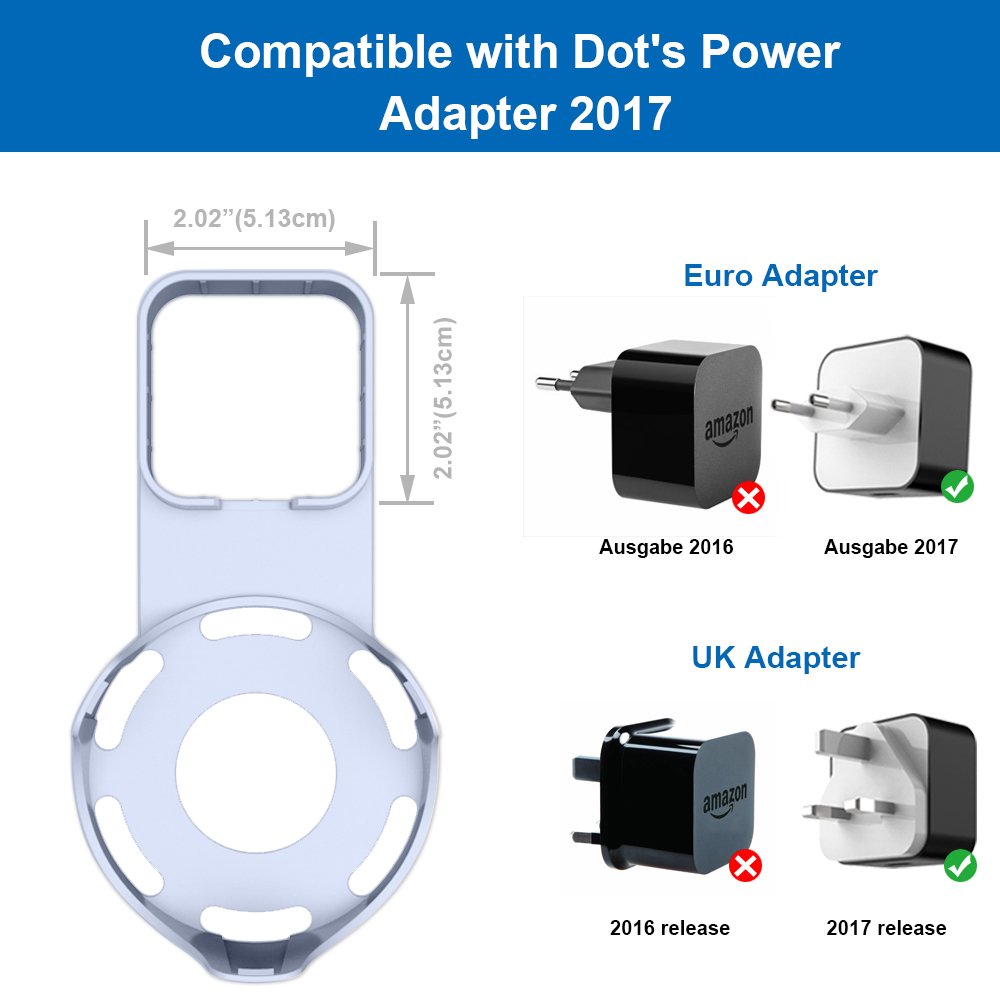 SPORTLINK Socket Wall Mount Hanger Stand for Dot 2nd Generation Without Mess Wires Or Screws, A Choice for Home Voice Assistant Plug in Kitchen Bathroom and Bedroom (White)