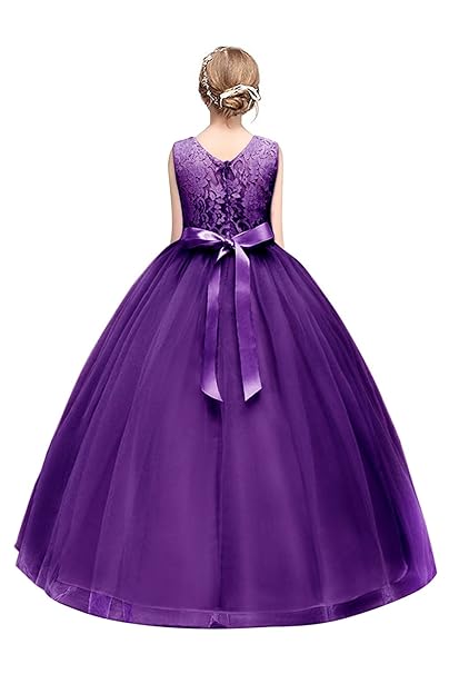 Mädchen Prinzessin Tüll Spitzen Kleid Festlich Blumenmädchenkleid Hochzeit Abendkleid Gr.120-170