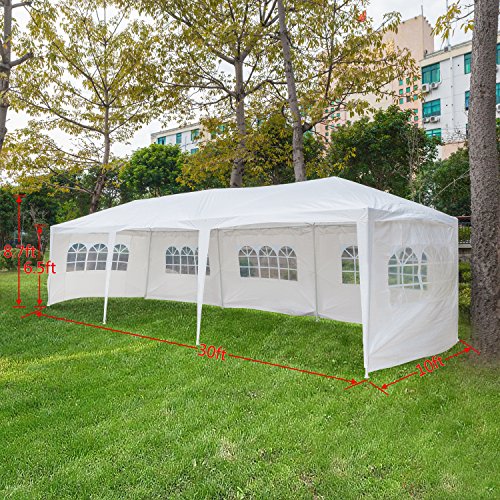 Z ZTDM 10' x30' Outdoor Canopy Tent,Party Wedding Gazebo Pavilion Patio Catering Event Dancing, Upgrade Tube Steel,w/8 Removable Sidewalls Free Stainless Stake and Nylon Ropes