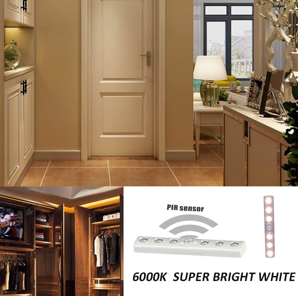 Pia Sensor Night Light Mini Portable Stick-on Anywhere Wardrobe Light Battery-Powered Daylight White for Bedside Mirror Table Hallway