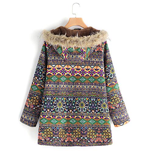 Womens Winter Warm Outwear Floral Print Hooded Pockets Vintage Oversize Coats Jacket Waistcoat Duseedik (Green A, US:8/CN:L)