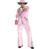 Morph Pink Pimp Costume For Men, 70s Pimp Suit Costumes, Mens Pimp Costume