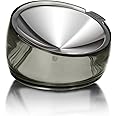 Felli Pet Oblik Whisker Fatigue Cat Food Bowl Raised Stainless Steel Shallow Dish, Pet Friendly Design Anti Vomit Tilted Metal Plate Feeder Elevated Acrylic Base for Treats Storage (0.5 Cups, Smoky)