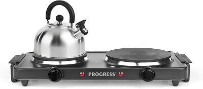 Progress EK4399P Electric Twin Hot Plate 1500W 1000W Dual Temperature