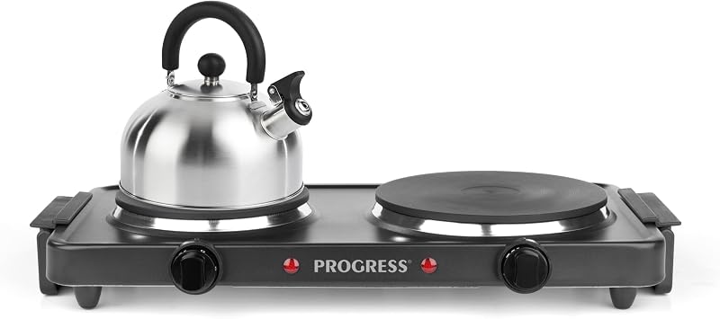 Progress EK4399P Electric Twin Hot Plate 1500W 1000W Dual Temperature