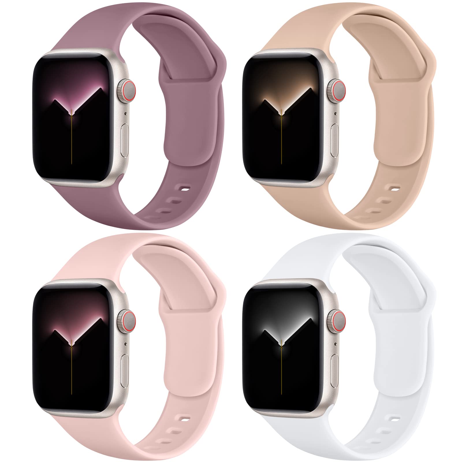 Oielai 4 Pack Straps Compatible with Apple Watch Strap 41mm 40mm 38mm for Women Men, Replacement Soft Sport Straps for iWatch Series 9 8 SE 7 6 5 4 3 2 1, Moranti