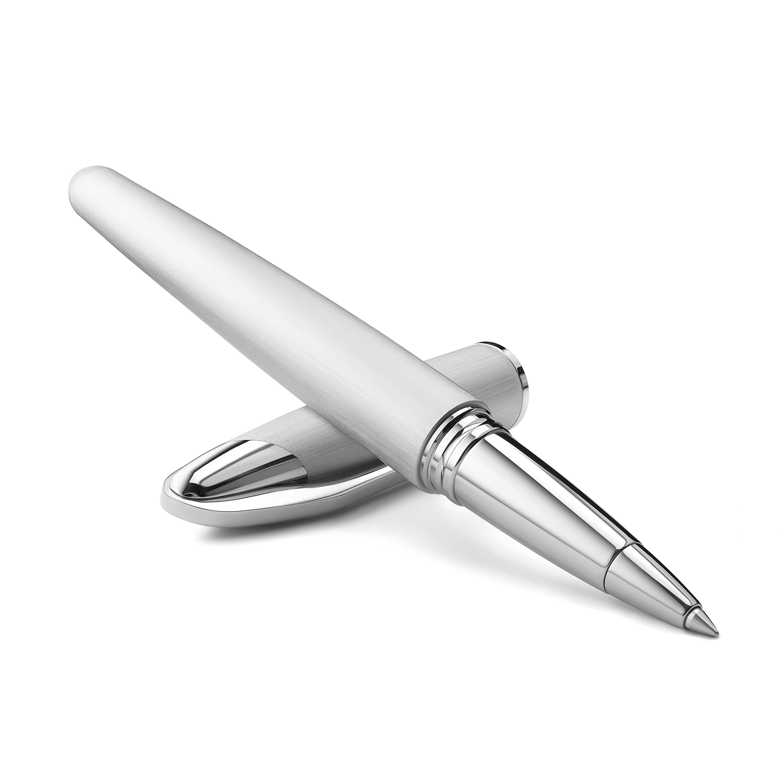 Colibri Equinox Rollerball Pen-Brushed Stainless Steel and Polished Crome Finish Luxury Pen-sleek Branded Spring Clip- Comes In A Nice Gift Box-Gift For Men And Women