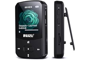 RUIZU 64GB Clip MP3 Player with Bluetooth 5.3, Portable Music Player with Voice Recorder for Sport Running, FM Radio, Pedometer, A-B Repeat, Audio Video, Shuffle Playback, Support 128GB TF Card, Black