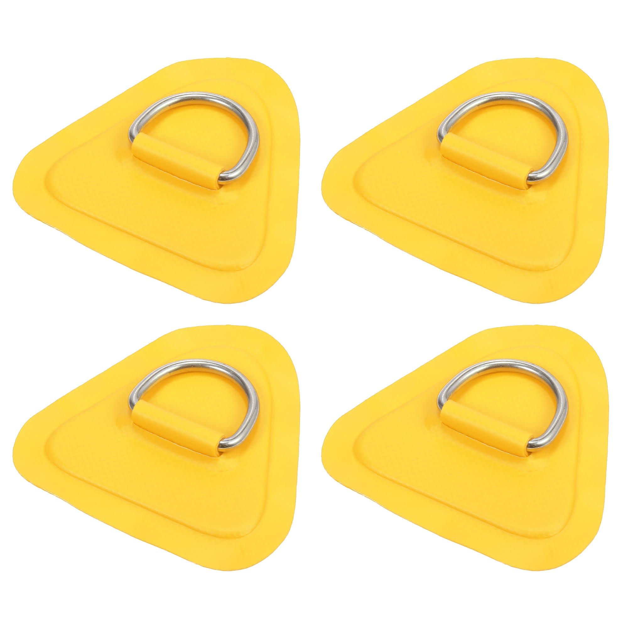 X AUTOHAUX 4pcs Kayak D Ring Patch PVC Stainless Steel Triangle Shape Yellow
