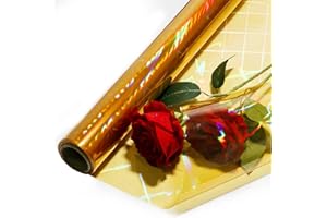 CMFYHM Iridescent Gold Cellophane Wrap Roll I 34 In Wide X 50 Ft Long I Colorful Cello Perfect For Baskets,Gifts, Treats,Birthday Holiday Wedding Floral, Party Arts Crafts Decoration (Gold)