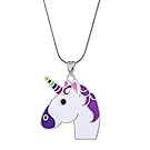 Vinjewelry Unicorn Pendant Cute Necklace Gift for Little Girl Unicorn Art Multi-color Jewelry