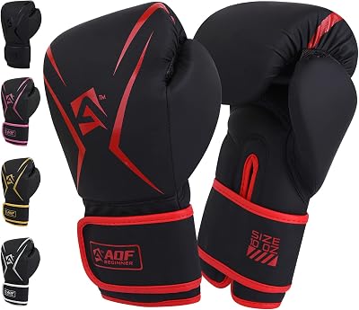 AQF Boxing Gloves Kids Adults 6oz 16oz Training Muay Thai Red 4oz