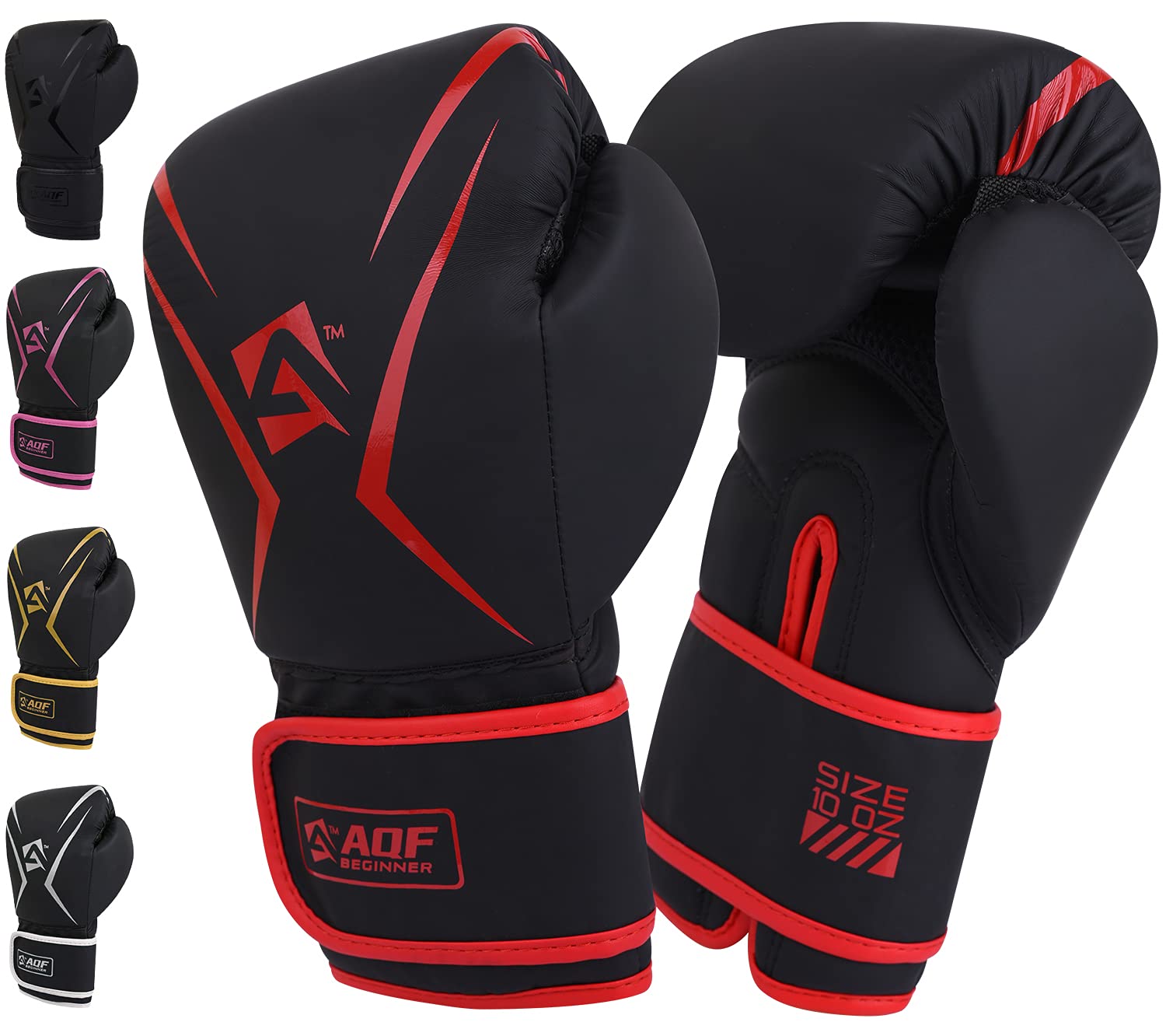 AQF Boxing Gloves Kids Adults - Training Muay Thai Gloves 6oz to 16oz for Punch Bag MMA Sparring Fighting & Kickboxing with Extra Layers of Padding (Red, 16oz)