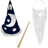 Funny Party Hats Magic Wizard Costume Accessories - Wizard Costume Hat, Beard & Wand