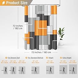 BTTN Orange Fabric Shower Curtain, Modern Geometric