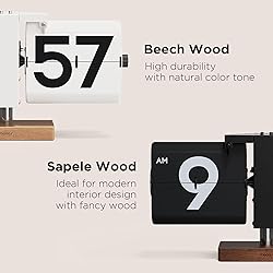 mooas Classic Modern Wood Big Flip Desk Clock