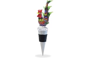 Cheers Rooster Glass Wine Stopper - Elegant Vacuum Seal Reusable Chicken Animal Farm Life Wine Bottle Stopper Airtight Leak Proof Bottle Topper Cork Plug, Cute Home Decor & Bar Tool Accessory Gift