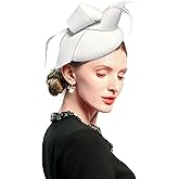 ELLYDOOR Wool Fascinator Pillbox Hat Winter British Wool Felt Hat for Women Wedding Church Hat Flower Fedoras