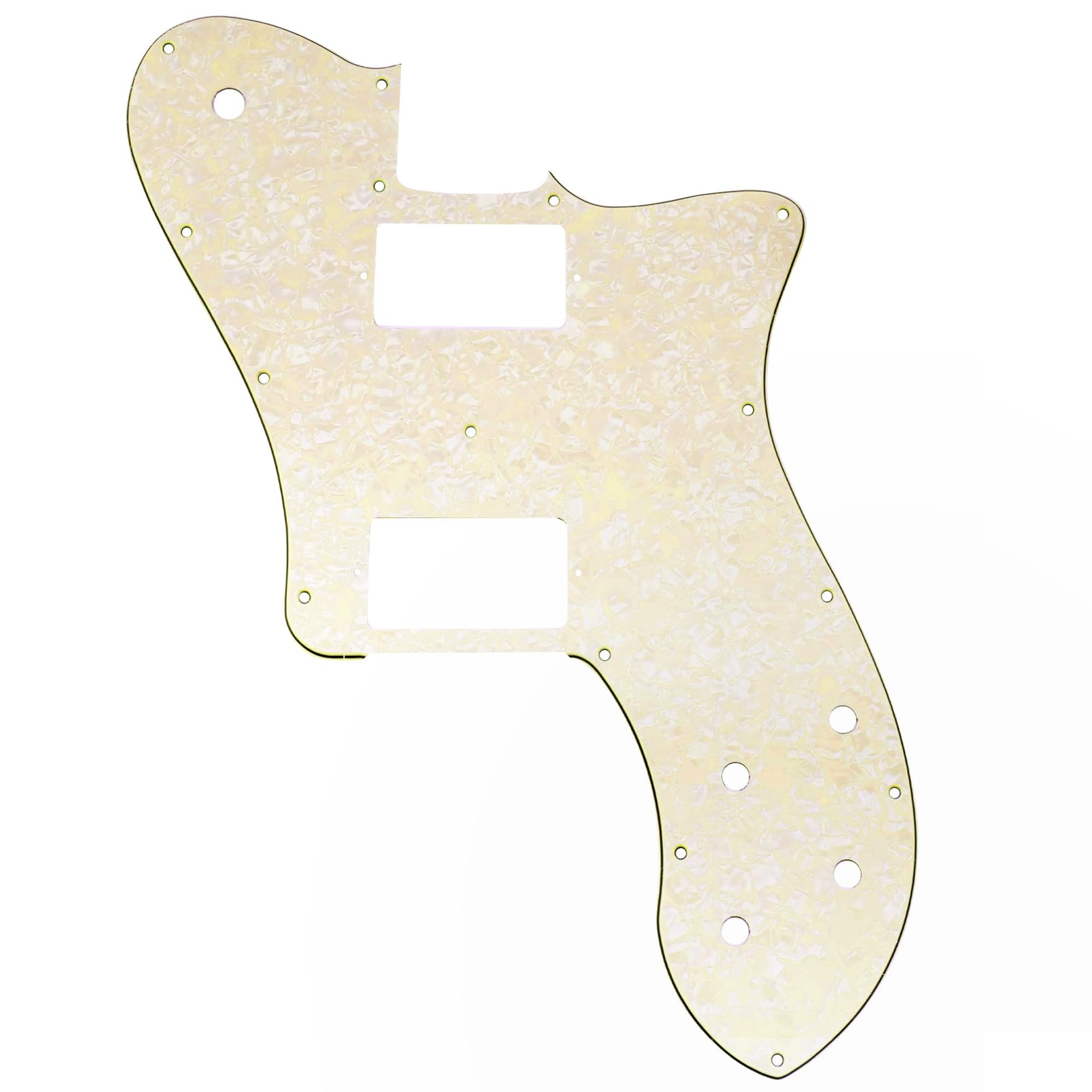 Musiclily Pro 15 Holes Covered HH Guitar Pickguard for Mexico Fender 72 Tele Deluxe Style Electric Guitar, 4Ply Aged White Pearl